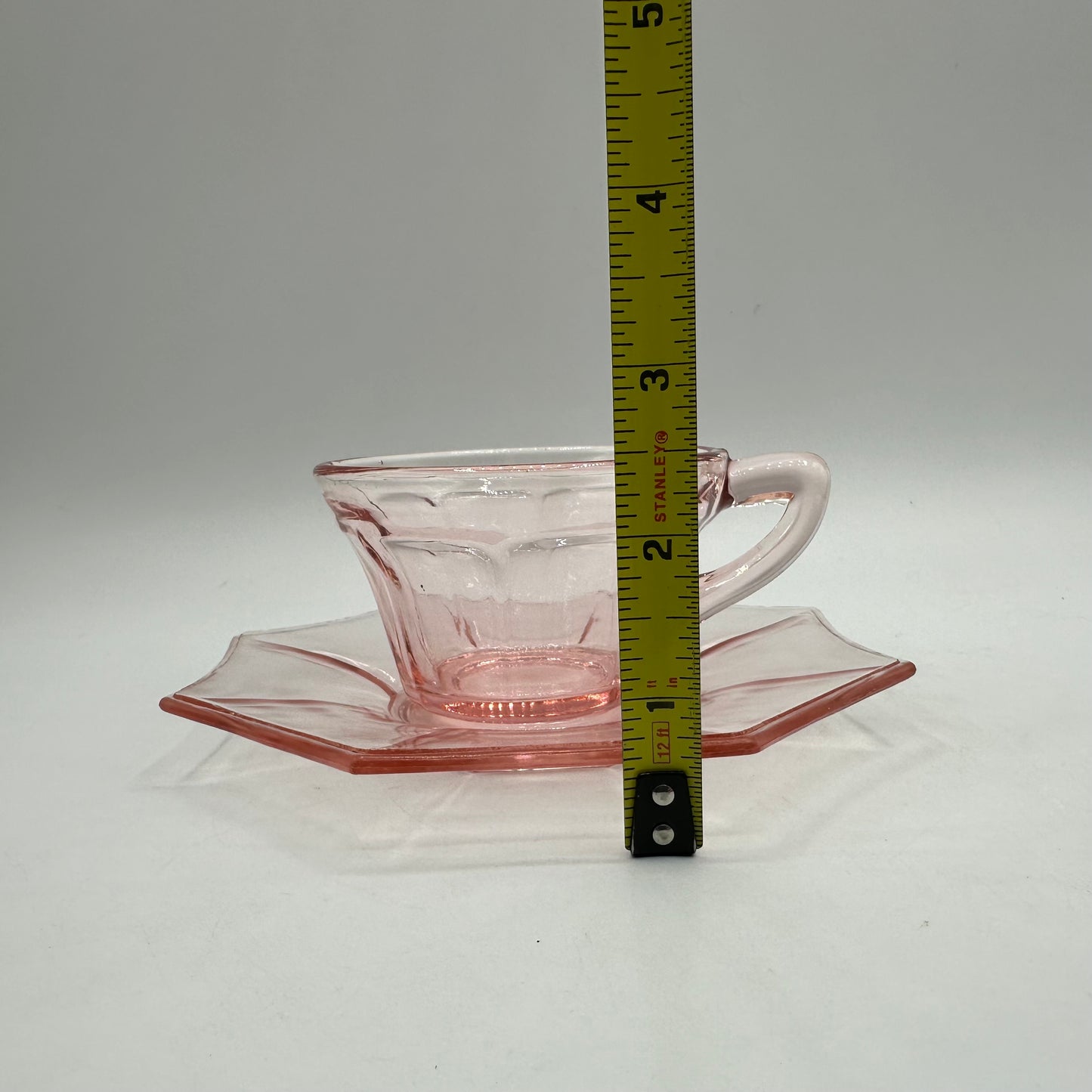 Pink Depression Glass Cup and Saucer