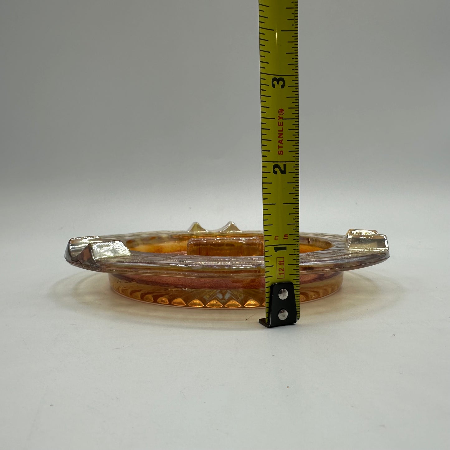 Carnival Marigold Glass Ashtray With Center Matchbook Holder, Set of 2