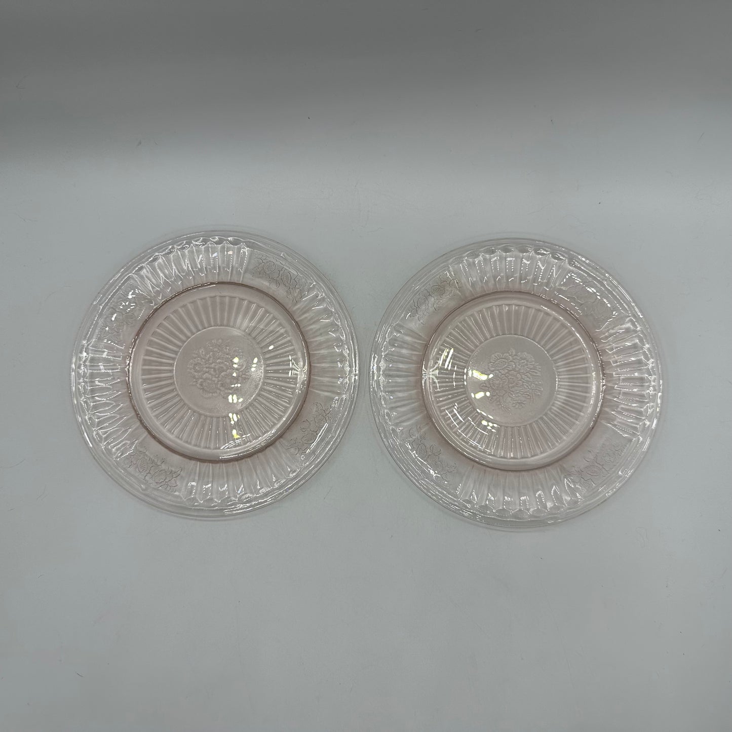 Hocking Glass Mayfair Plates, Pink, Set of 2 (1931-1937)