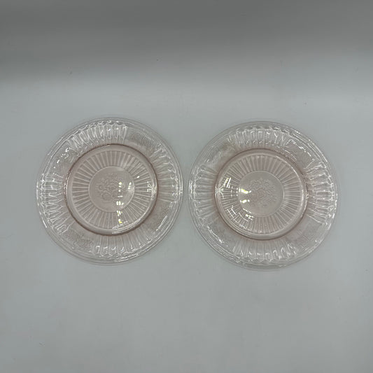 Hocking Glass Mayfair Plates, Pink, Set of 2 (1931-1937)