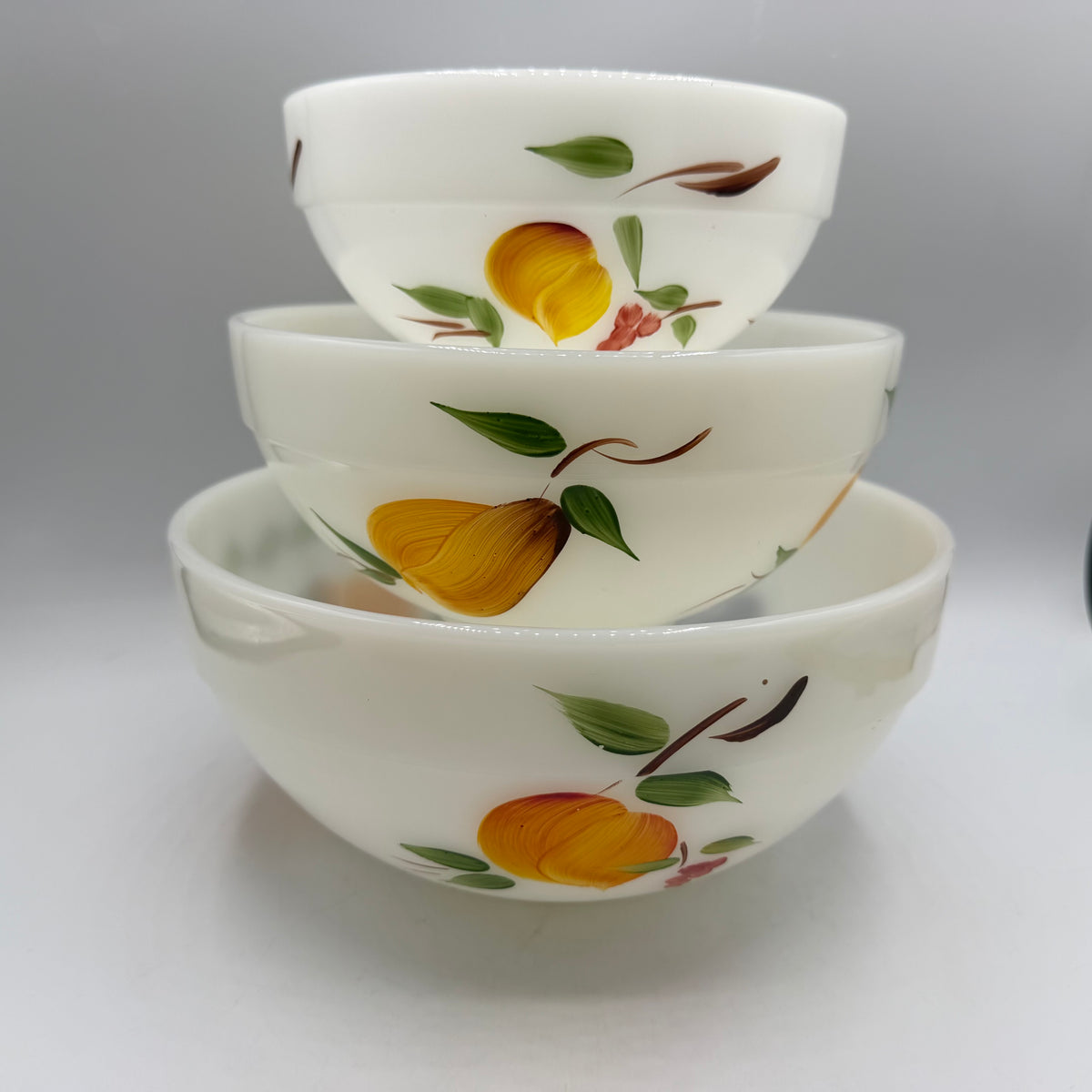 Fire King Fruit Oven Ware Nesting Mixing Bowls, Set of 3