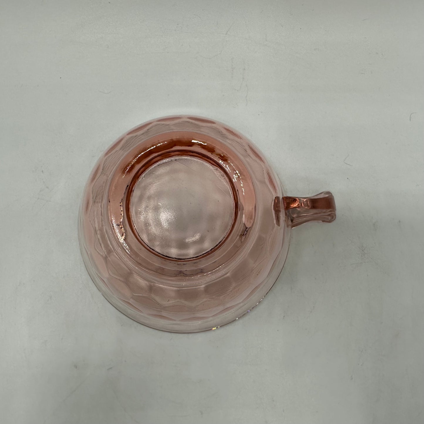 Jeannette Glass Pink Hex Optic Cup and Saucer, Depression Glass