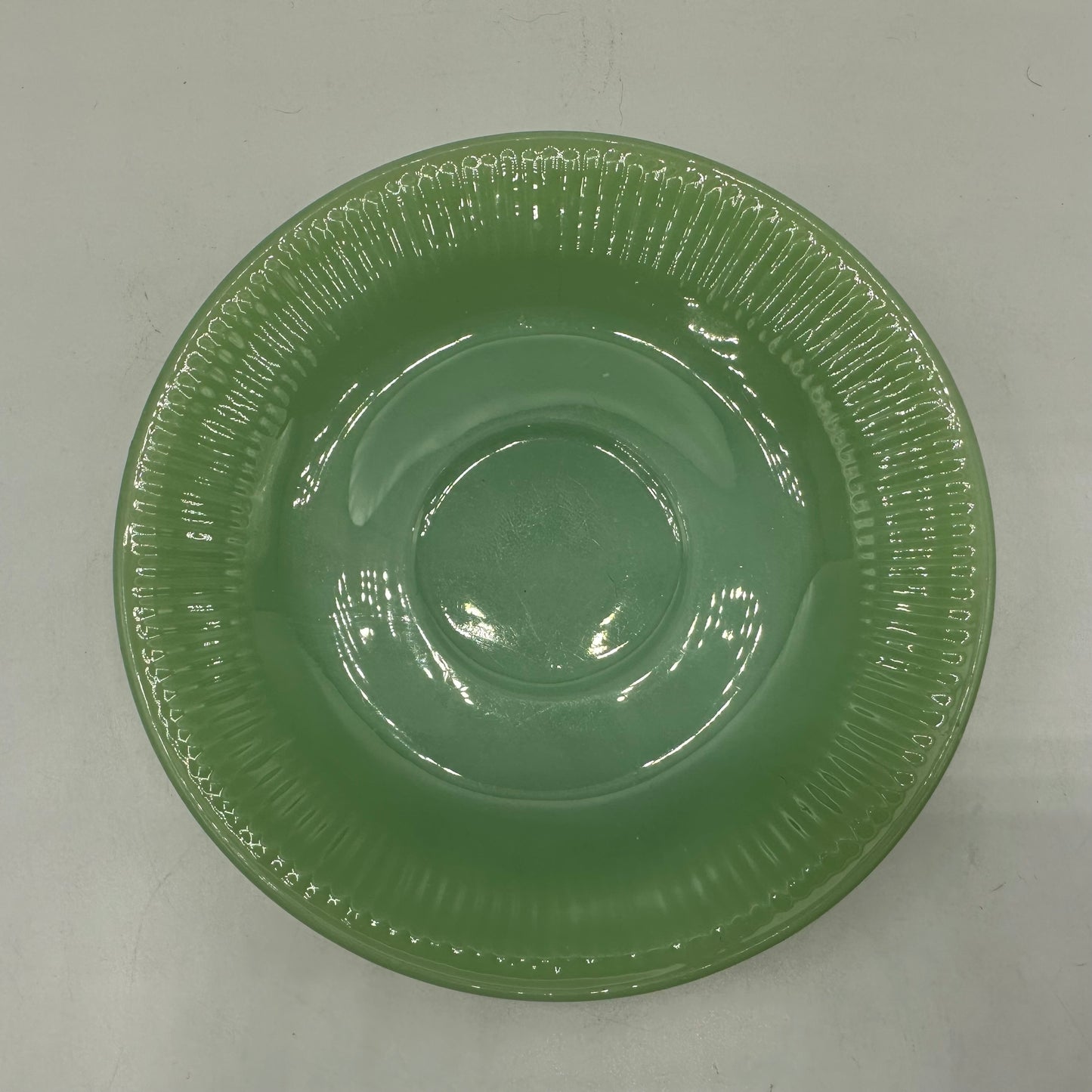 Fire King Jadeite Cup and Saucer , Jane Ray Depression Glass