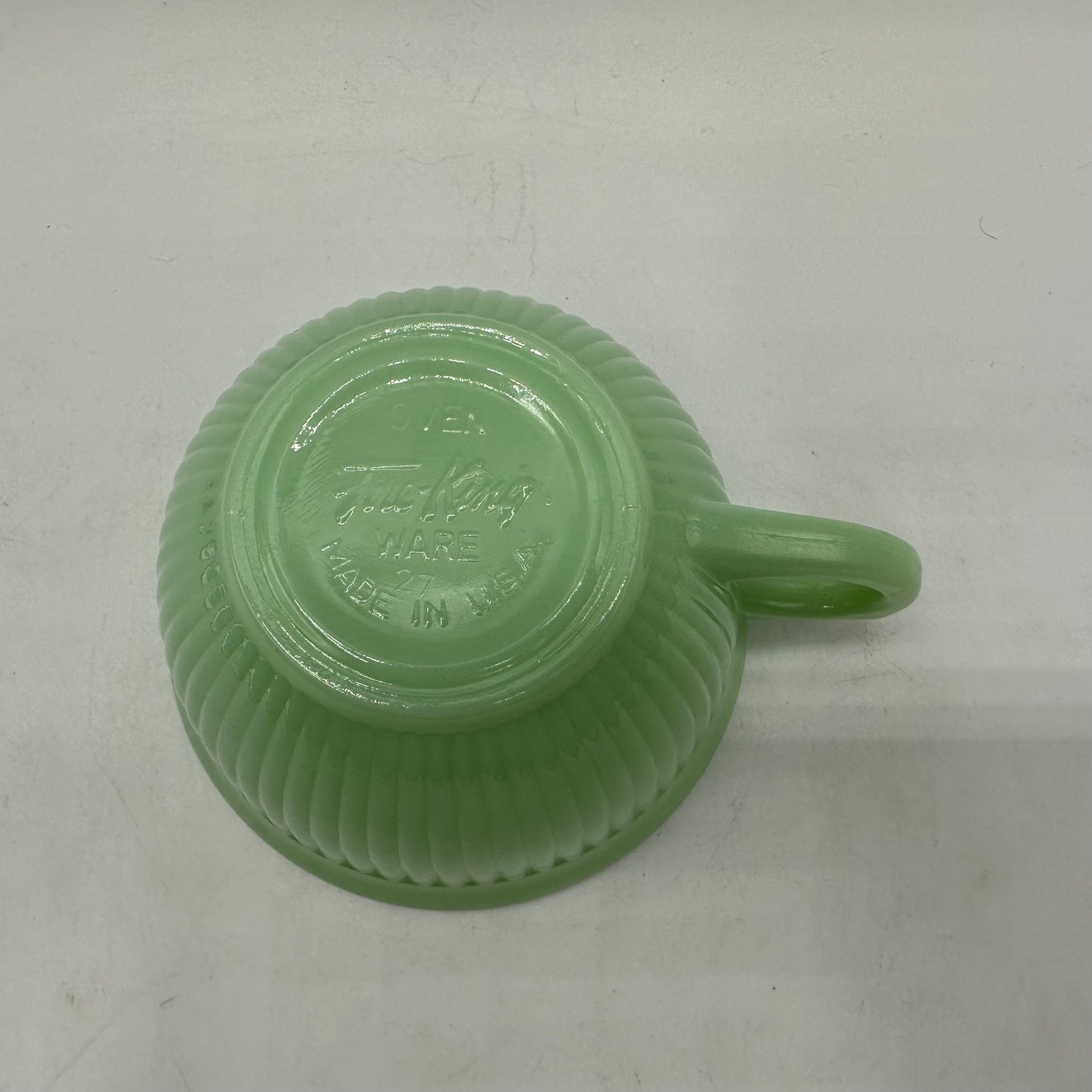 Fire King Jadeite Cup and Saucer , Jane Ray Depression Glass