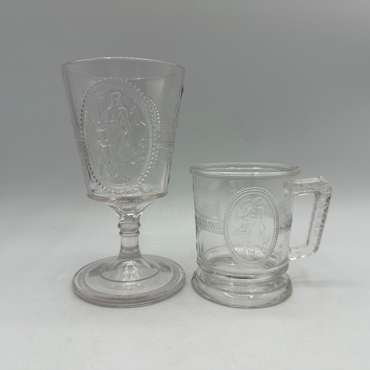 Richards & Hartley Glass Company Cupid & Venus Water Goblet , Mug Lot