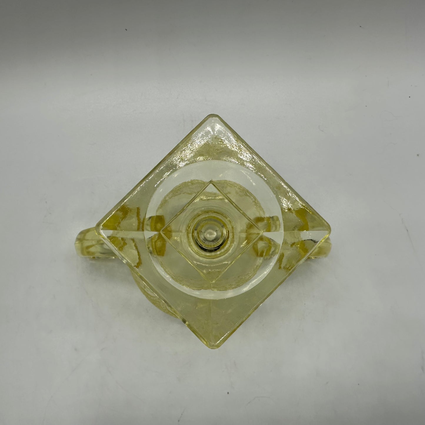 Indiana Glass Yellow Footed Sugar Bowl, Horseshoe Pattern