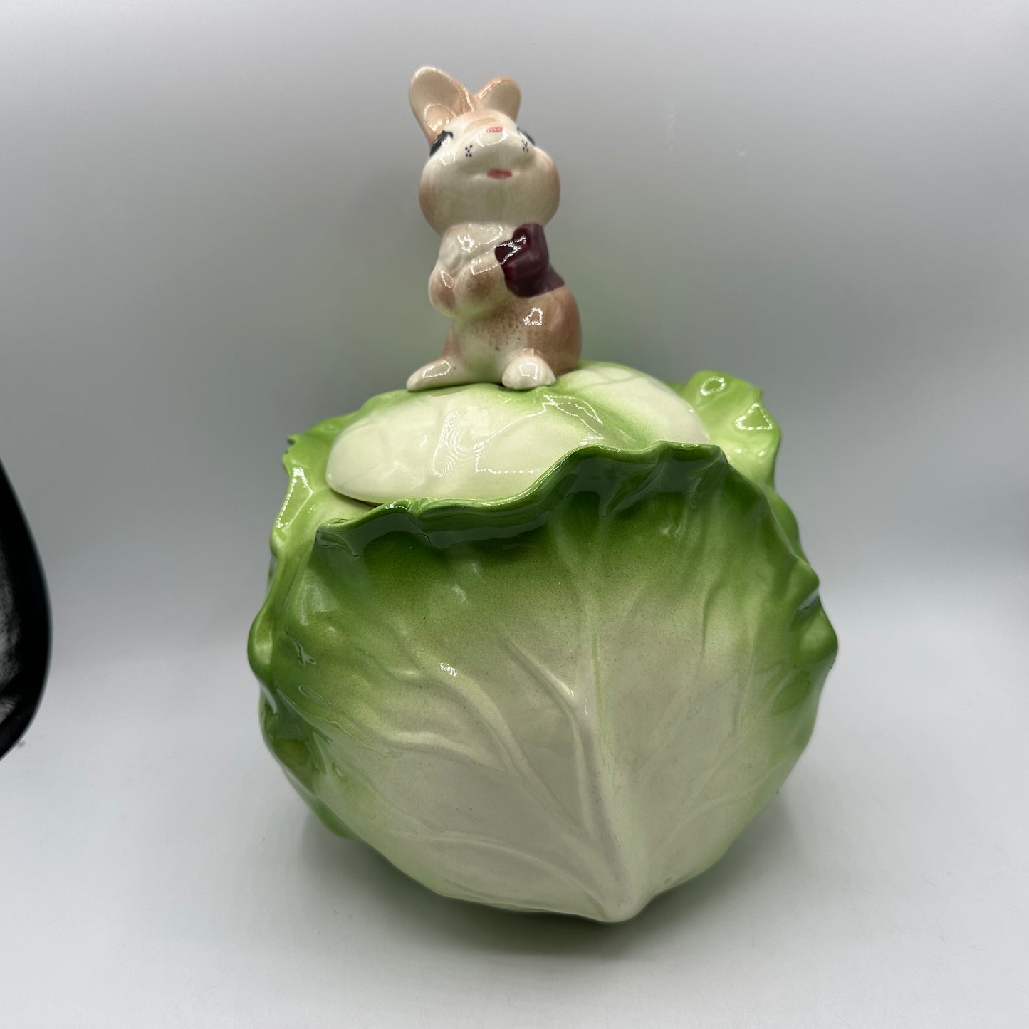 Metlox Poppytrail Rabbit on Cabbage Cookie Jar, 1960s