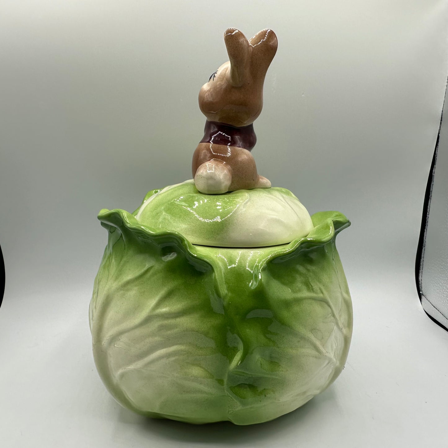 Metlox Poppytrail Rabbit on Cabbage Cookie Jar, 1960s