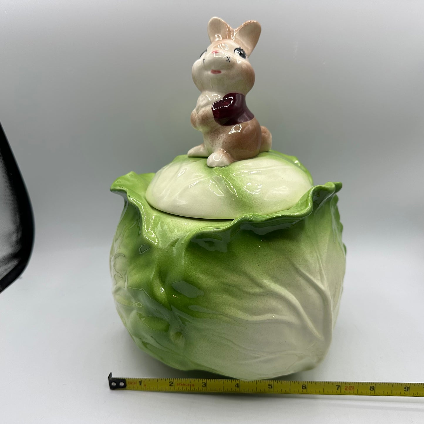Metlox Poppytrail Rabbit on Cabbage Cookie Jar, 1960s