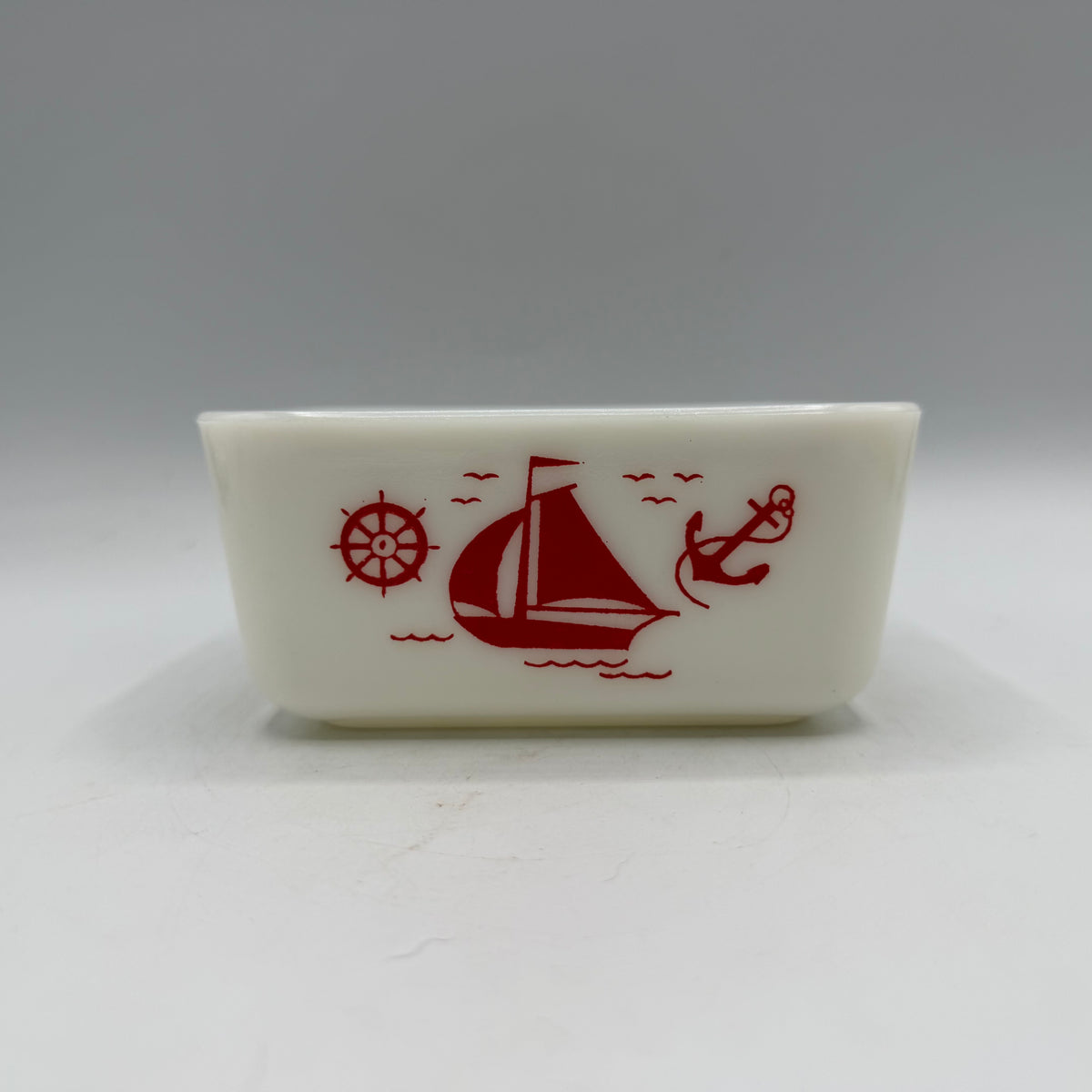 McKee Roman Arched Red Sailboat Salt/Pepper Shaker & Refridgerator Dish