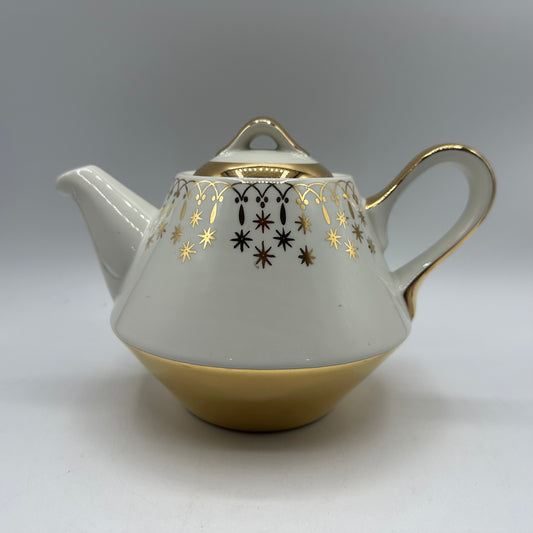 Hall China Flare-Ware Teapot, Gold Lace Pattern