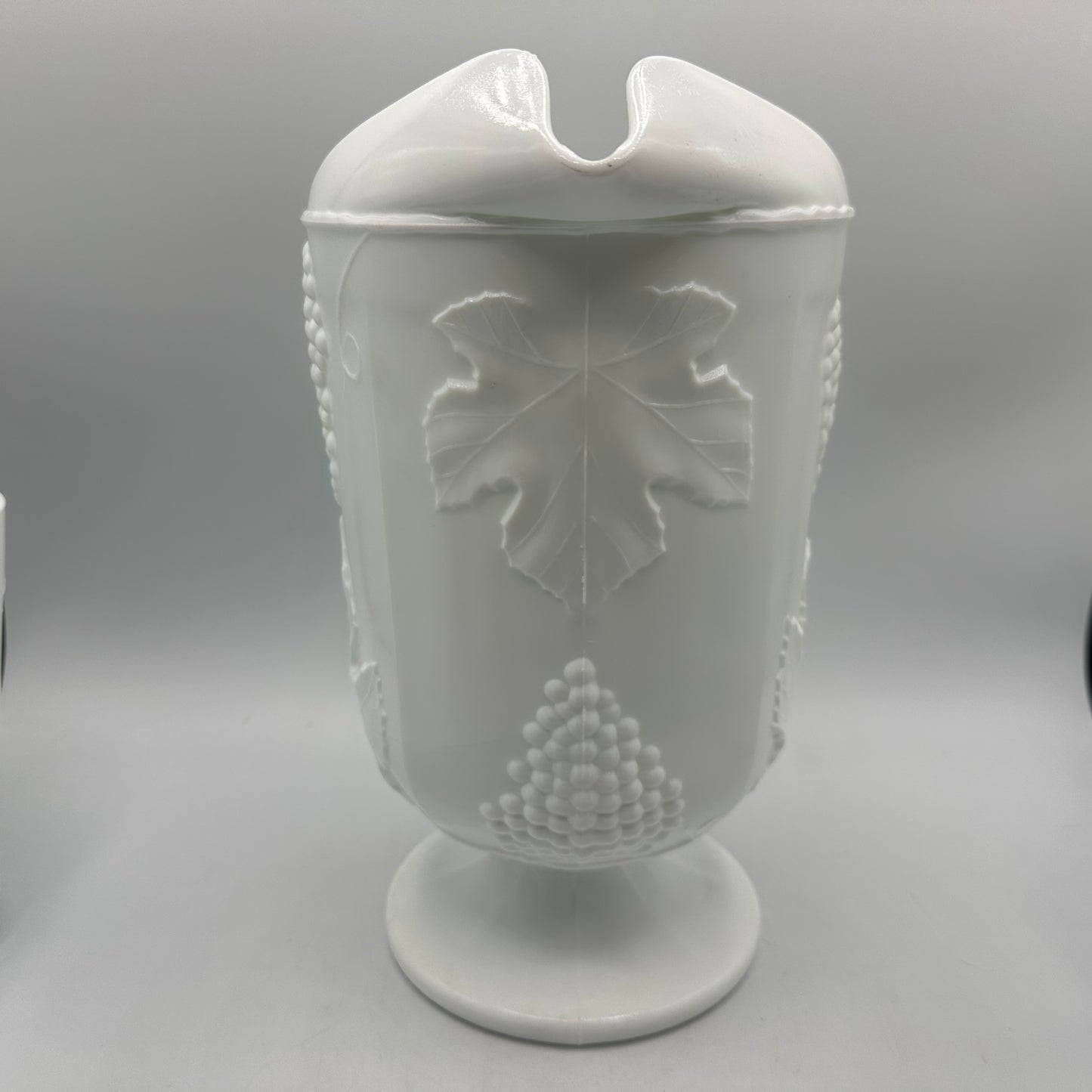 Indiana Glass Colony Harvest Pitcher and 7 Tumblers, Milk Glass