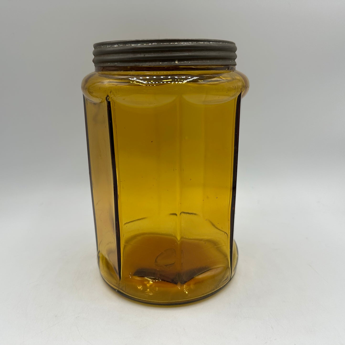 Amber Tobacco Jar Octagon Shaped With Lid