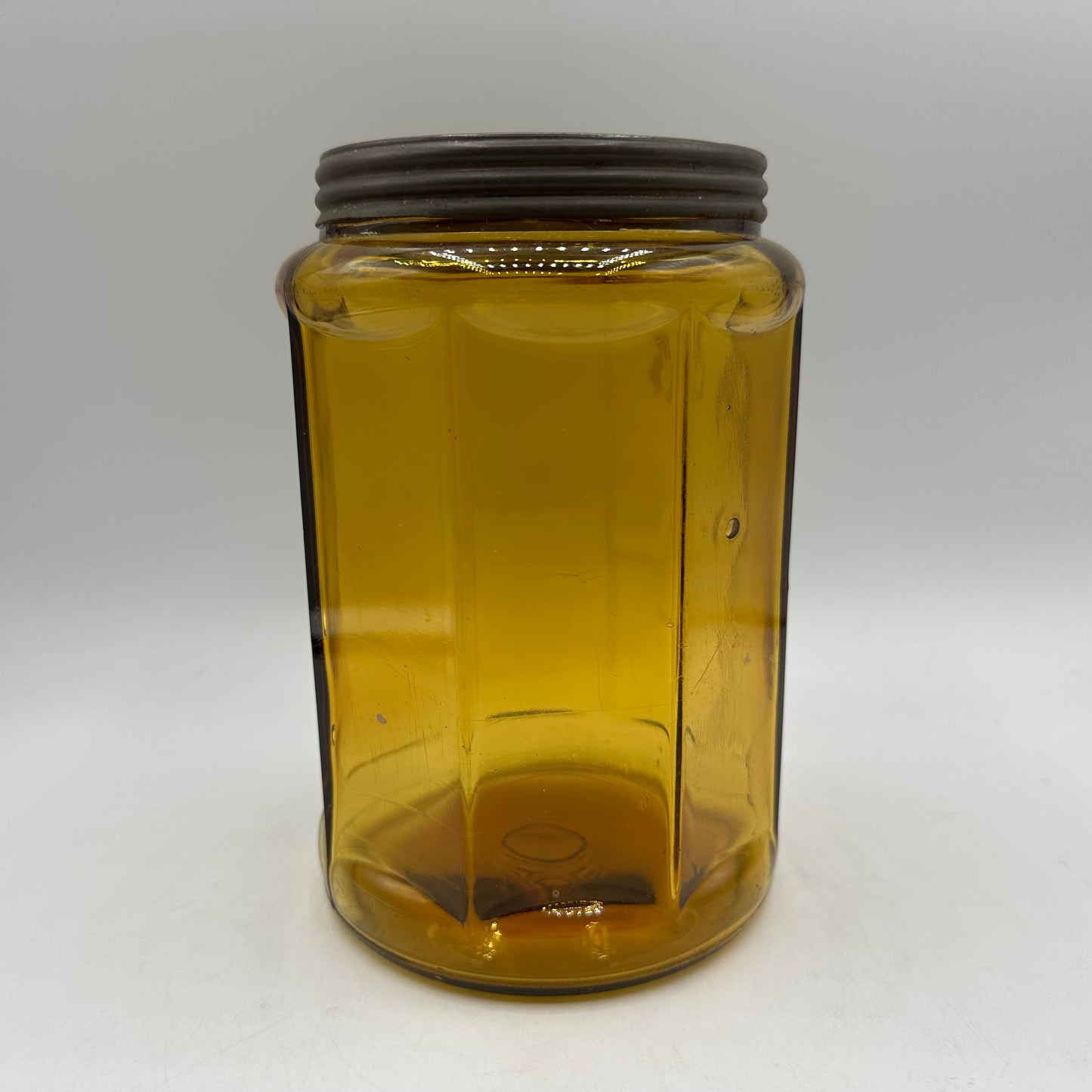 Amber Tobacco Jar Octagon Shaped With Lid