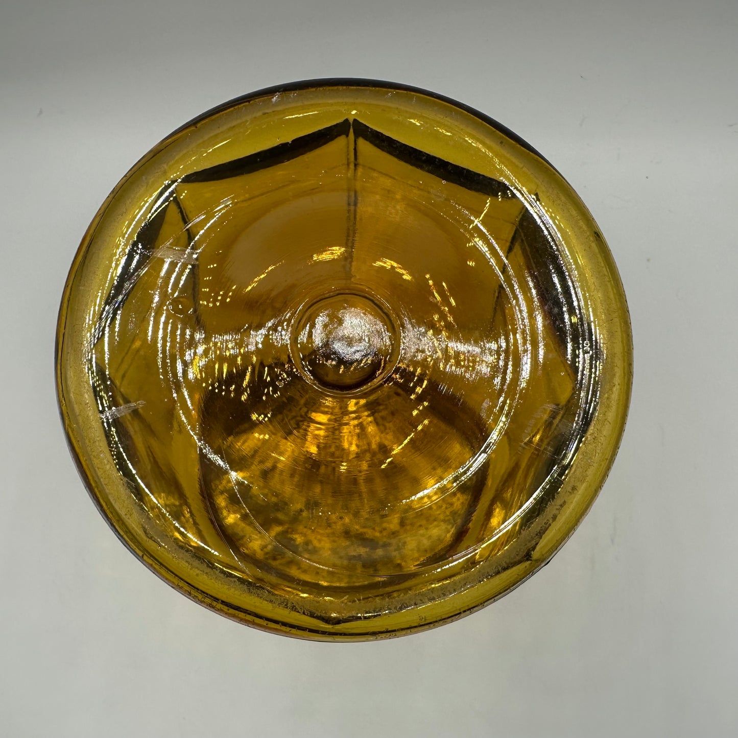 Amber Tobacco Jar Octagon Shaped With Lid