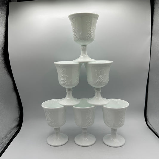 Indiana Glass Colony Harvest Goblets, Milk Glass, Set of 6