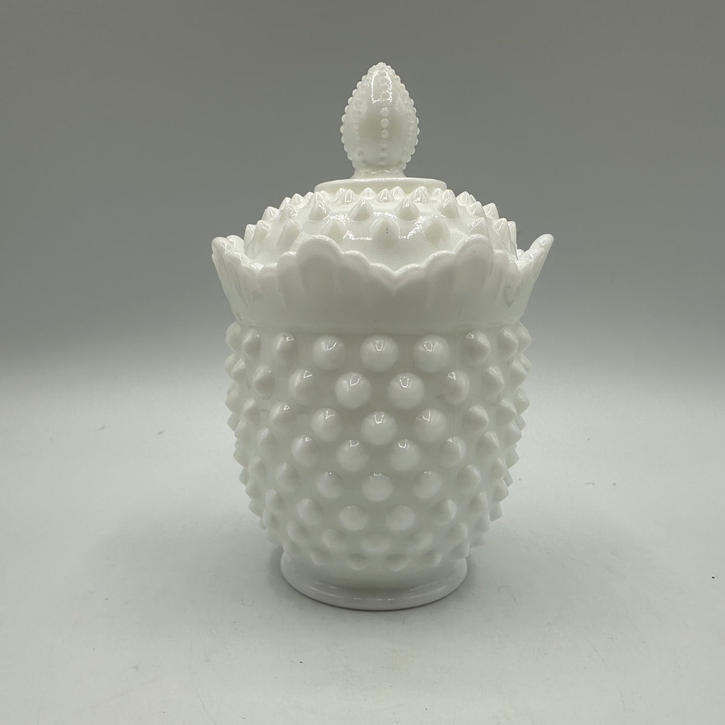 Fenton Milk Glass Hobnail Lidded Sugar Bowl