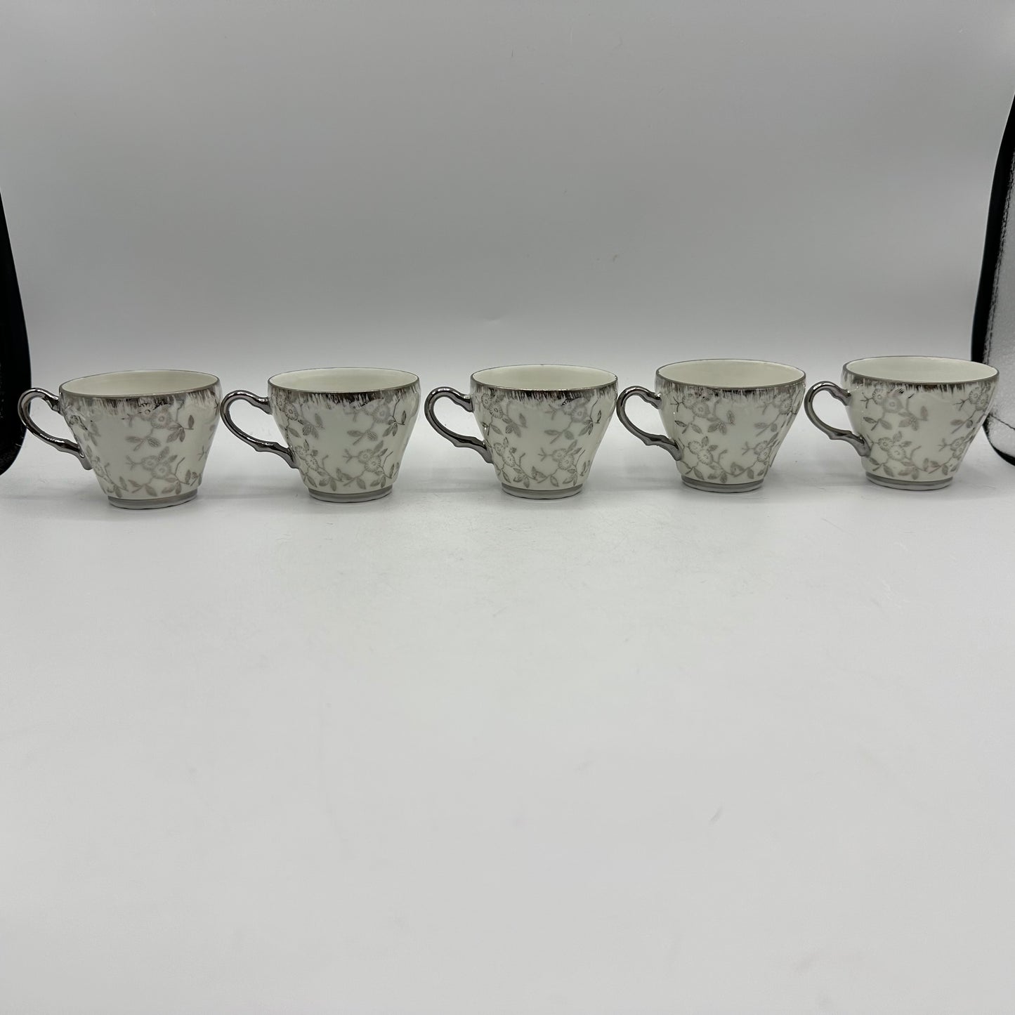 Sterling China Japan Demitasse Cups and Saucers, Floral Design, Set of 5