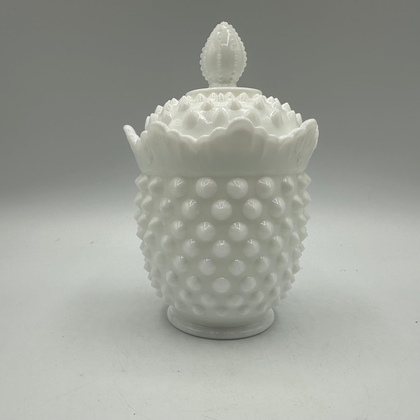 Fenton Milk Glass Hobnail Lidded Sugar Bowl