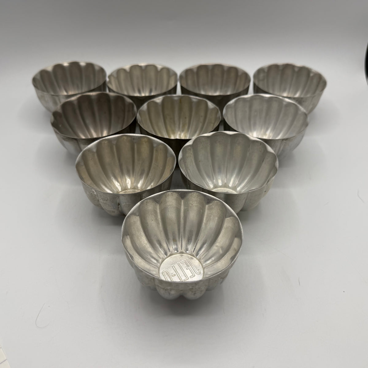 1970s Fluted Aluminum JELL-O Individual Molds, Set of 10