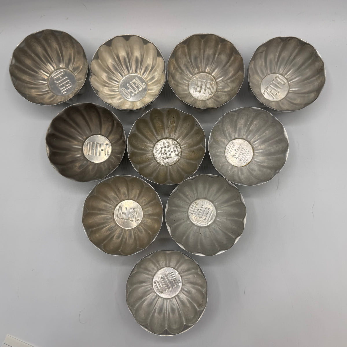 1970s Fluted Aluminum JELL-O Individual Molds, Set of 10