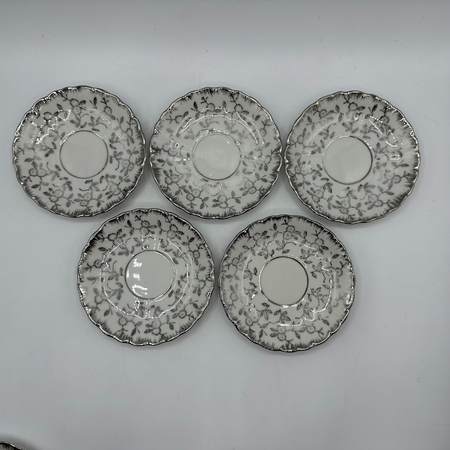 Sterling China Japan Demitasse Cups and Saucers, Floral Design, Set of 5