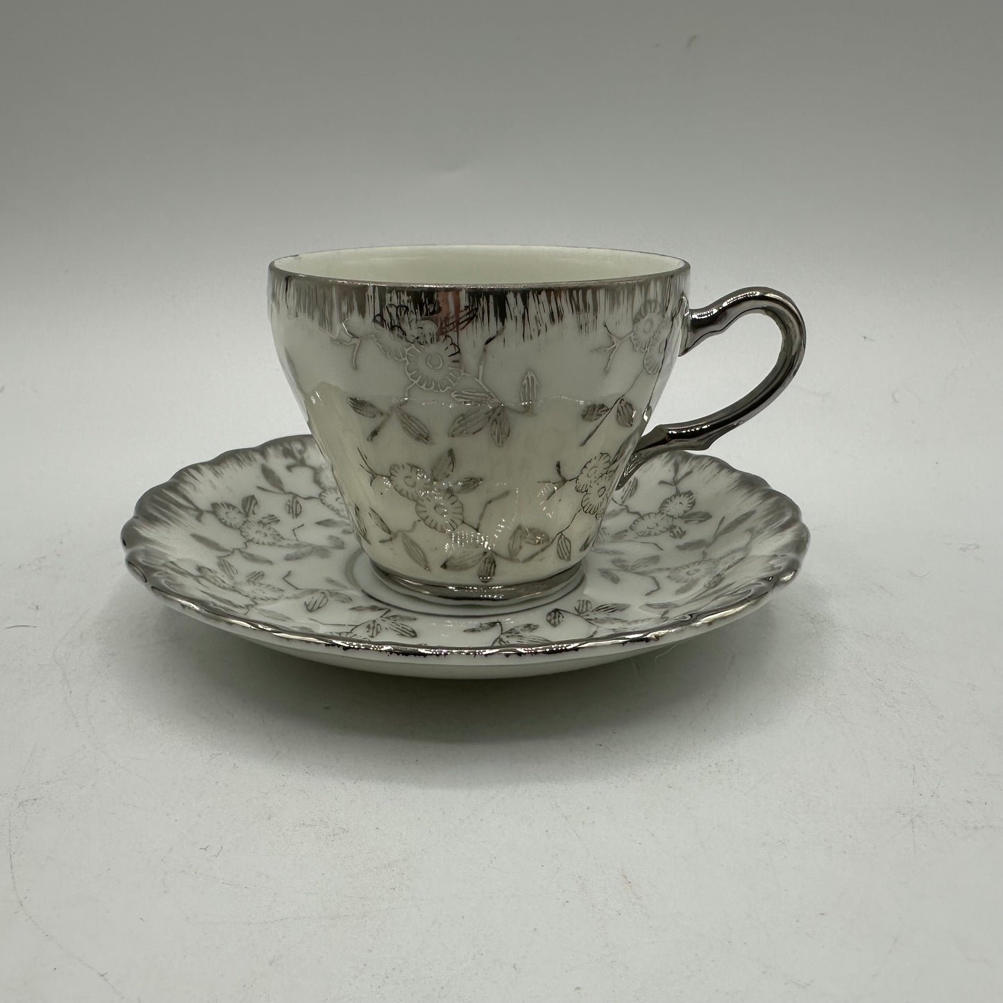 Sterling China Japan Demitasse Cups and Saucers, Floral Design, Set of 5