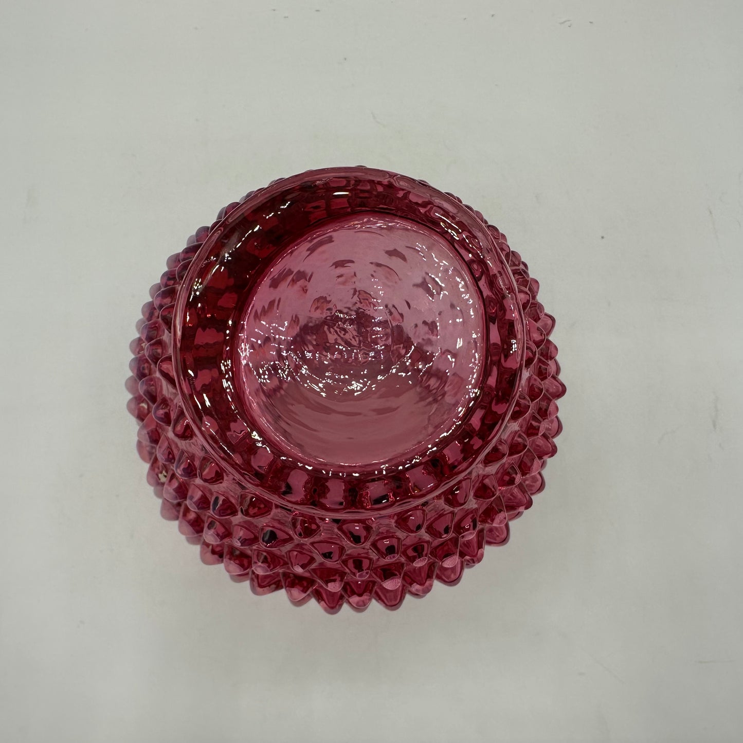 Fenton Cranberry Opalescent Hobnail Open Syrup Pitcher, 5.5"