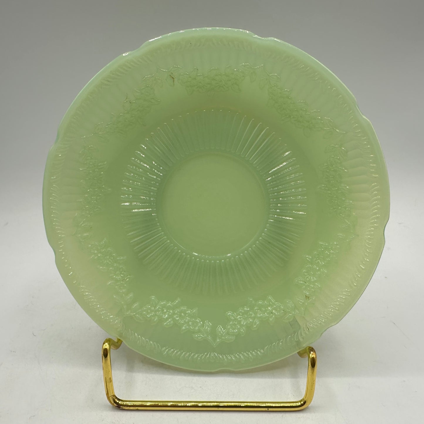 Fire King Jadeite Saucer, Alice Pattern