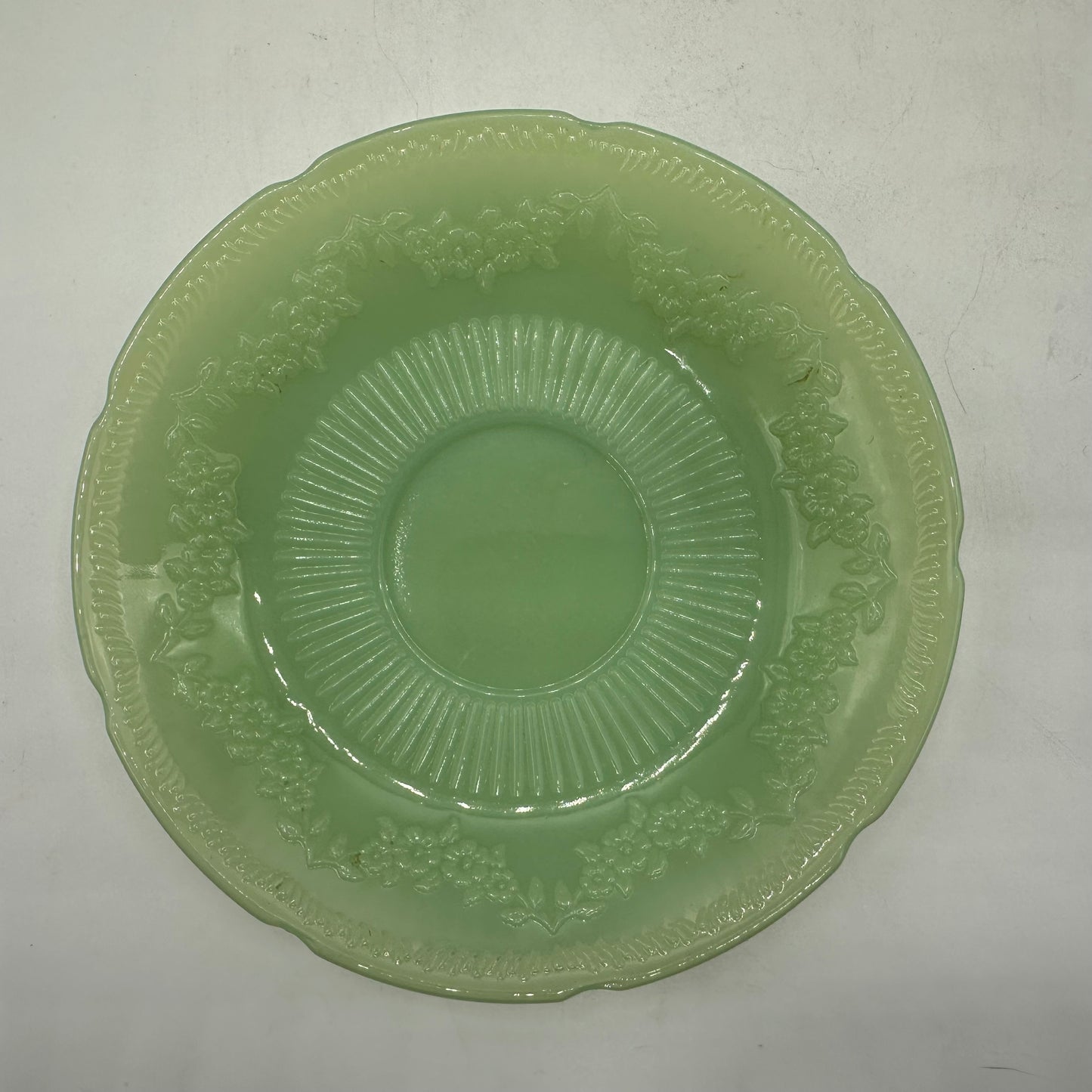 Fire King Jadeite Saucer, Alice Pattern