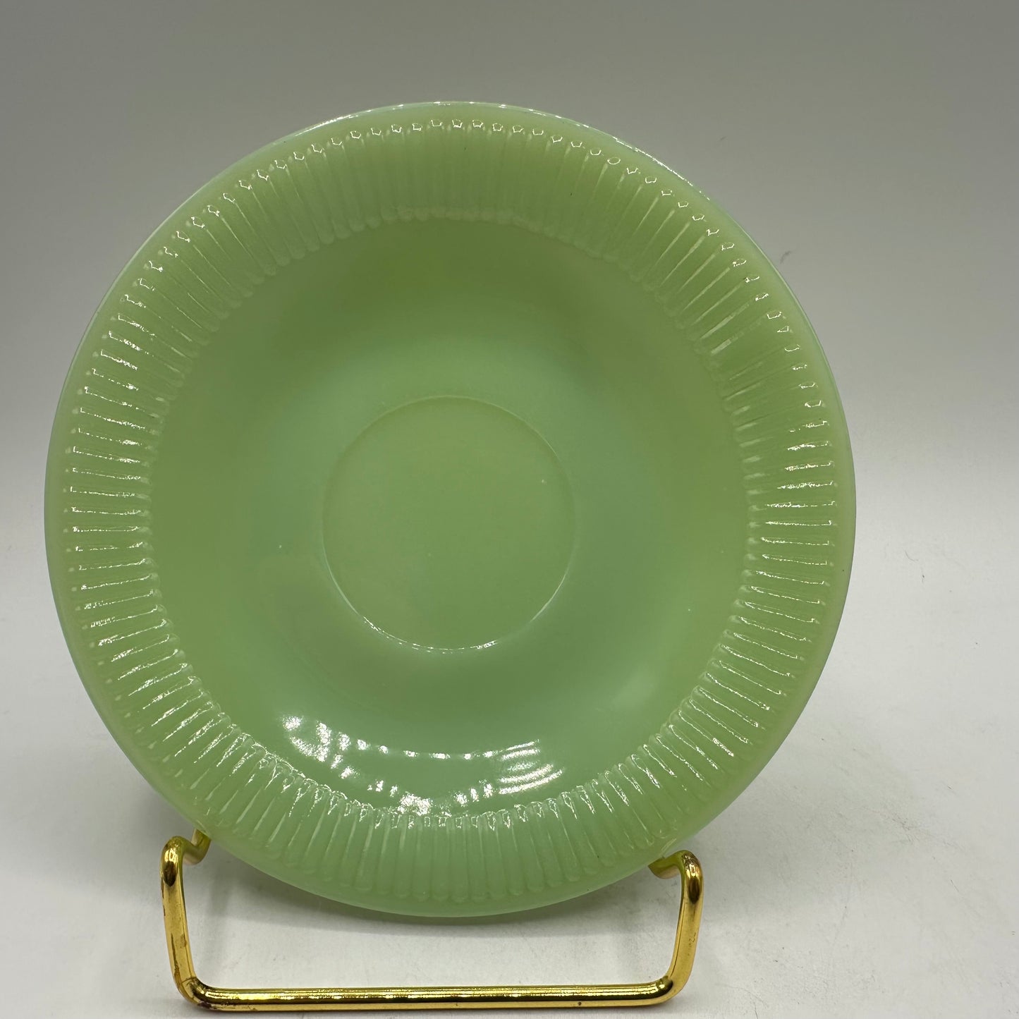 Fire King Jadeite Saucers, Jane Ray Pattern, Set of 2