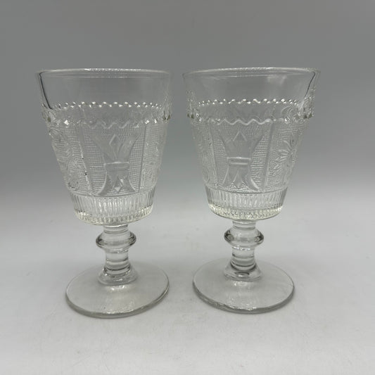 Westmoreland Water Goblet, Princess Feather Pattern Clear 1925, Set of 2