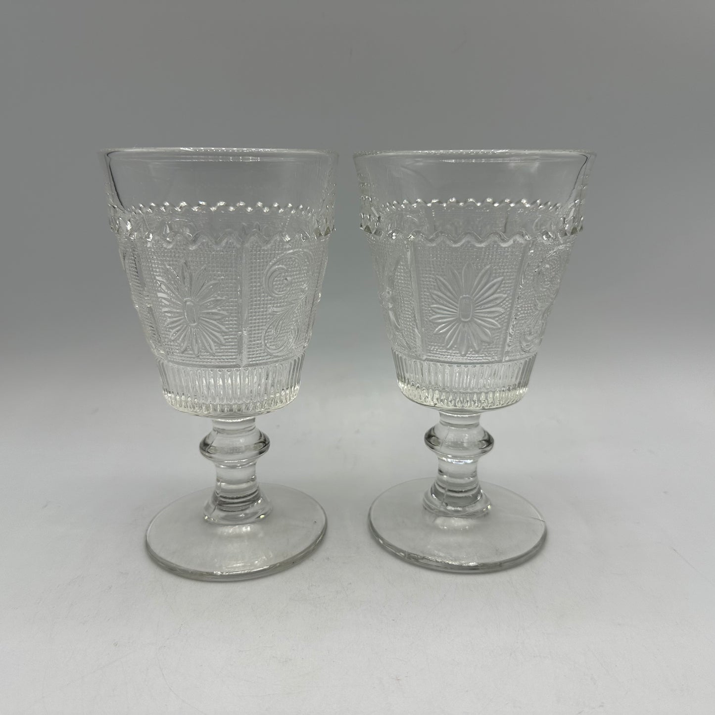 Westmoreland Water Goblet, Princess Feather Pattern Clear 1925, Set of 2