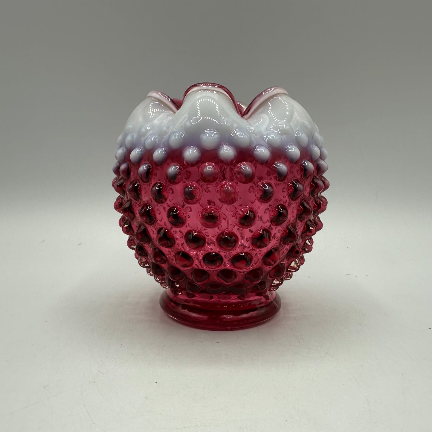 Fenton Cranberry Opalescent Hobnail Rose Bowl
