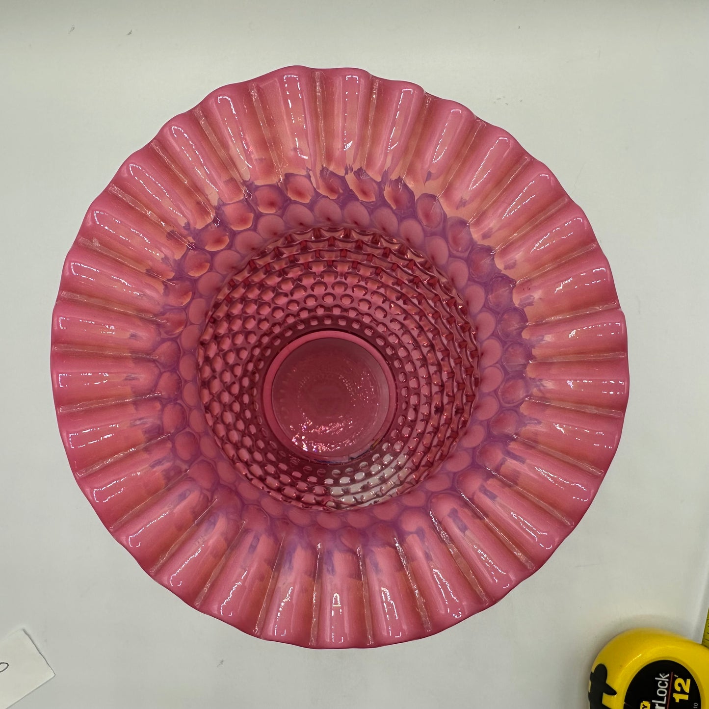Fenton Cranberry Opalescent Hobnail Flared Ruffled Rim Vase
