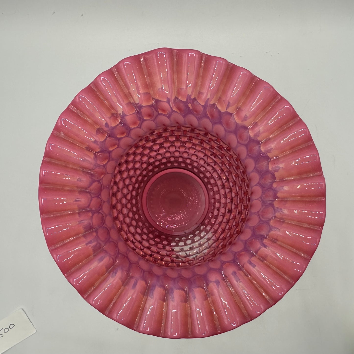Fenton Cranberry Opalescent Hobnail Flared Ruffled Rim Vase