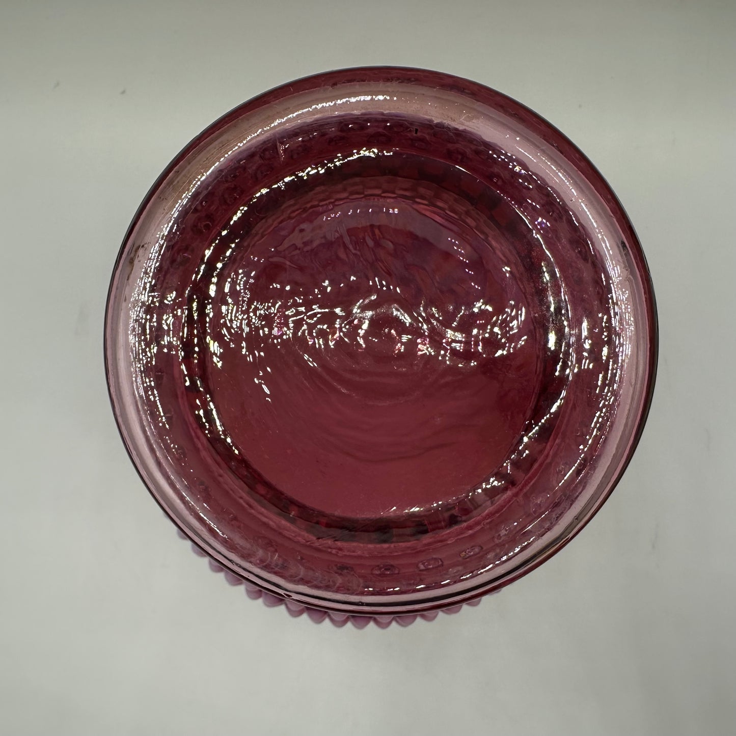 Fenton Cranberry Opalescent Hobnail Flared Ruffled Rim Vase