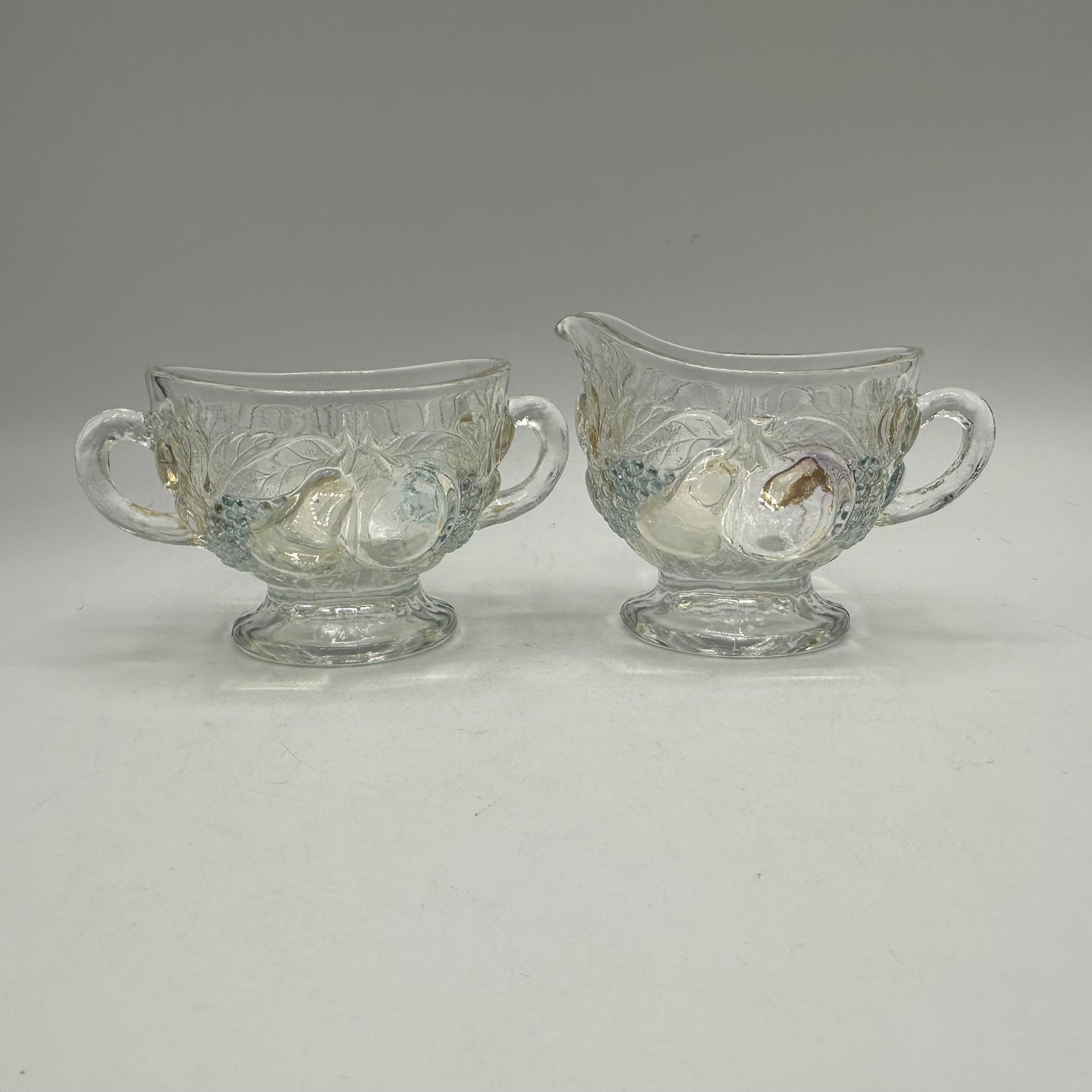 Westmoreland Della Robbia Clear Open Sugar Bowl and Creamer