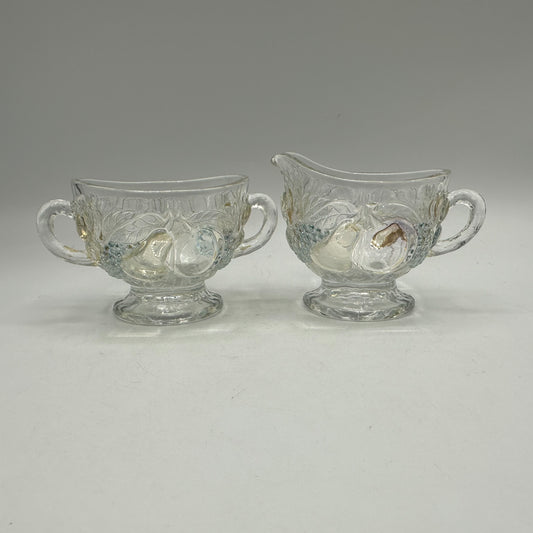 Westmoreland Della Robbia Clear Open Sugar Bowl and Creamer