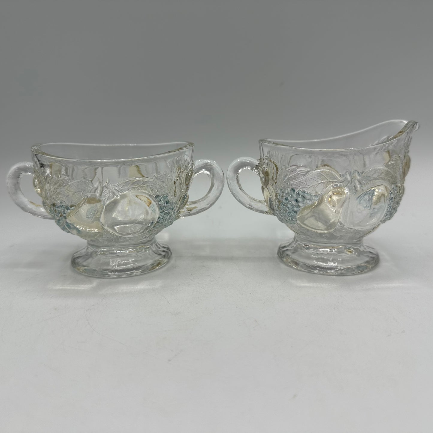 Westmoreland Della Robbia Clear Open Sugar Bowl and Creamer