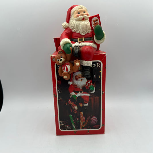 Vintage Santa Claus & Teddy Bear Christmas Stocking Hanger