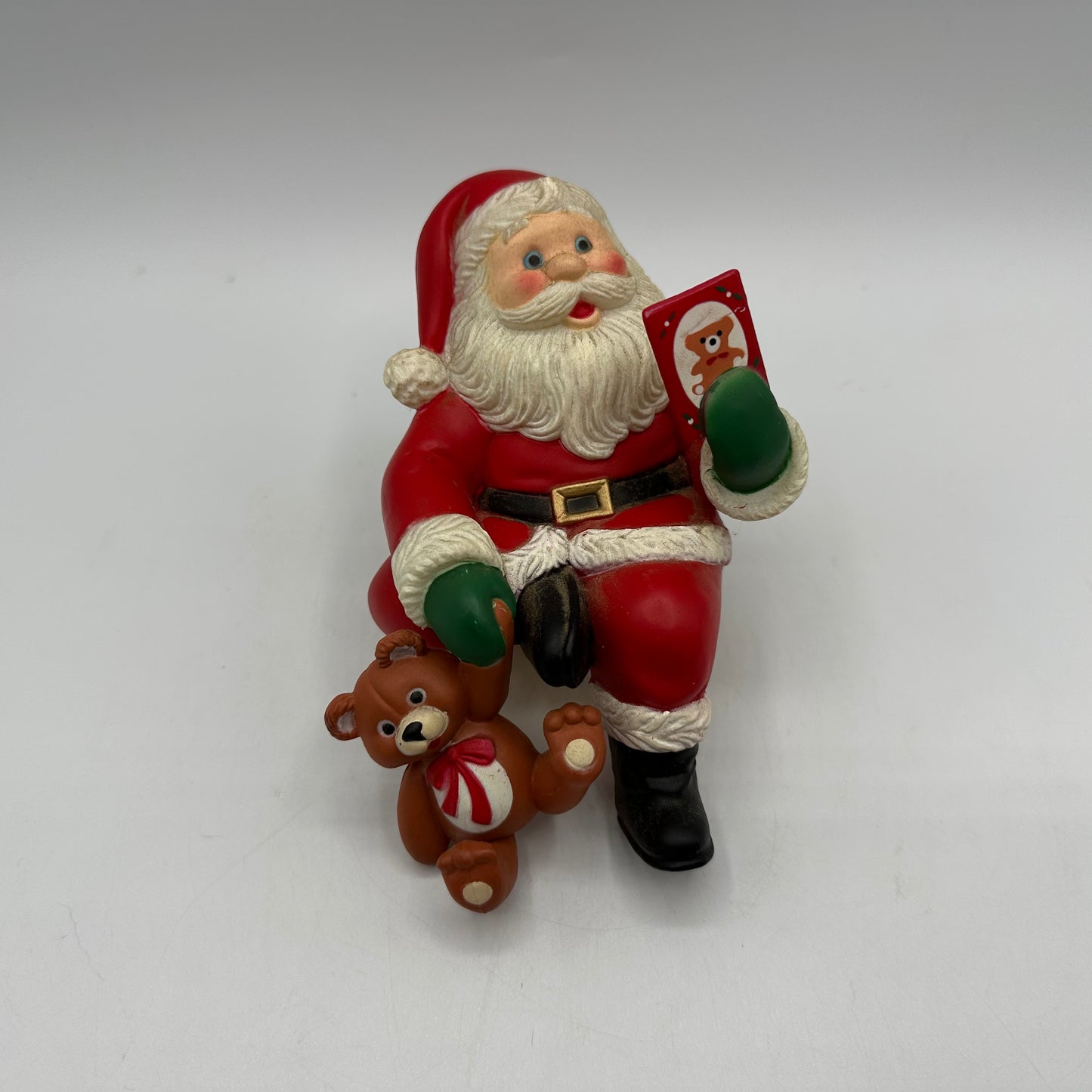 Vintage Santa Claus & Teddy Bear Christmas Stocking Hanger