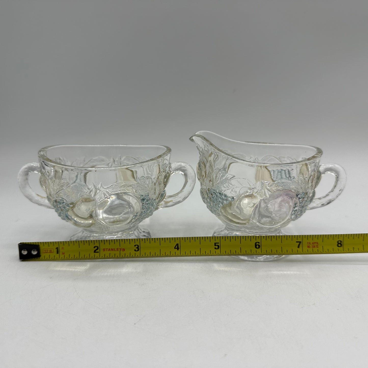 Westmoreland Della Robbia Clear Open Sugar Bowl and Creamer