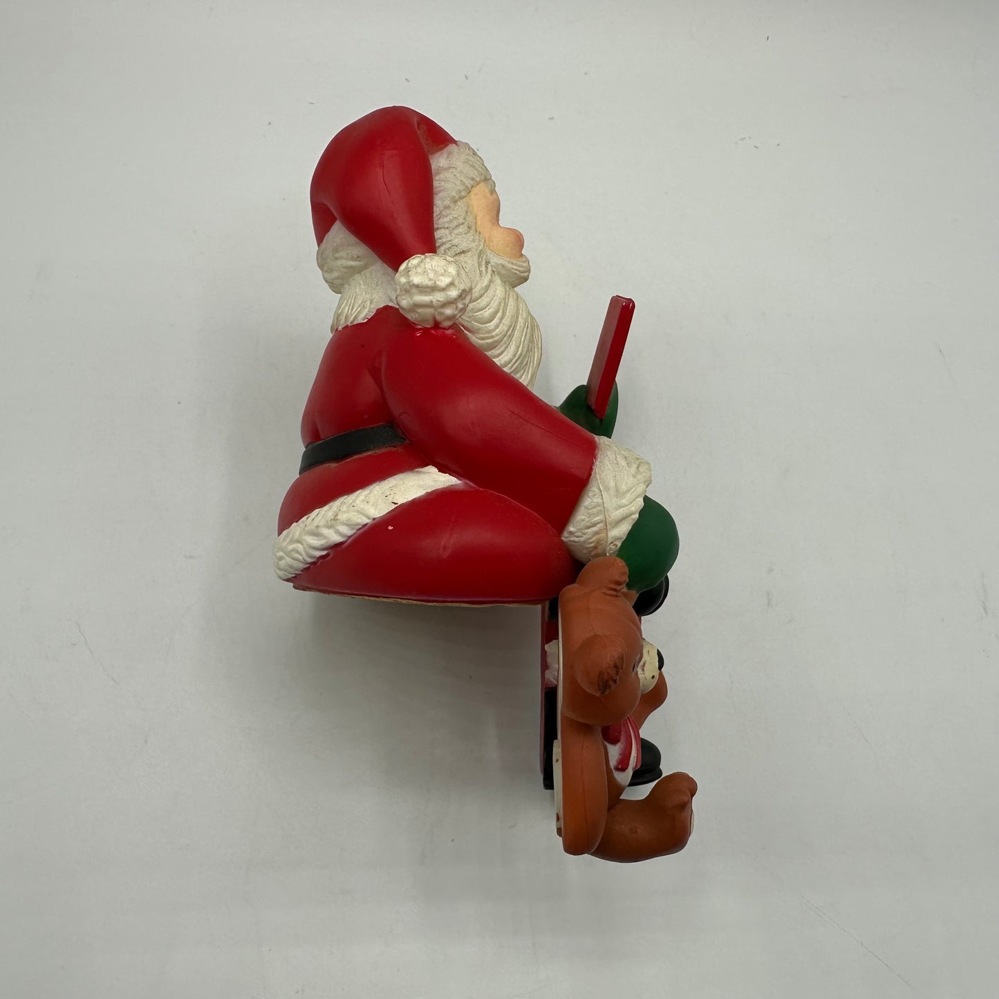 Vintage Santa Claus & Teddy Bear Christmas Stocking Hanger