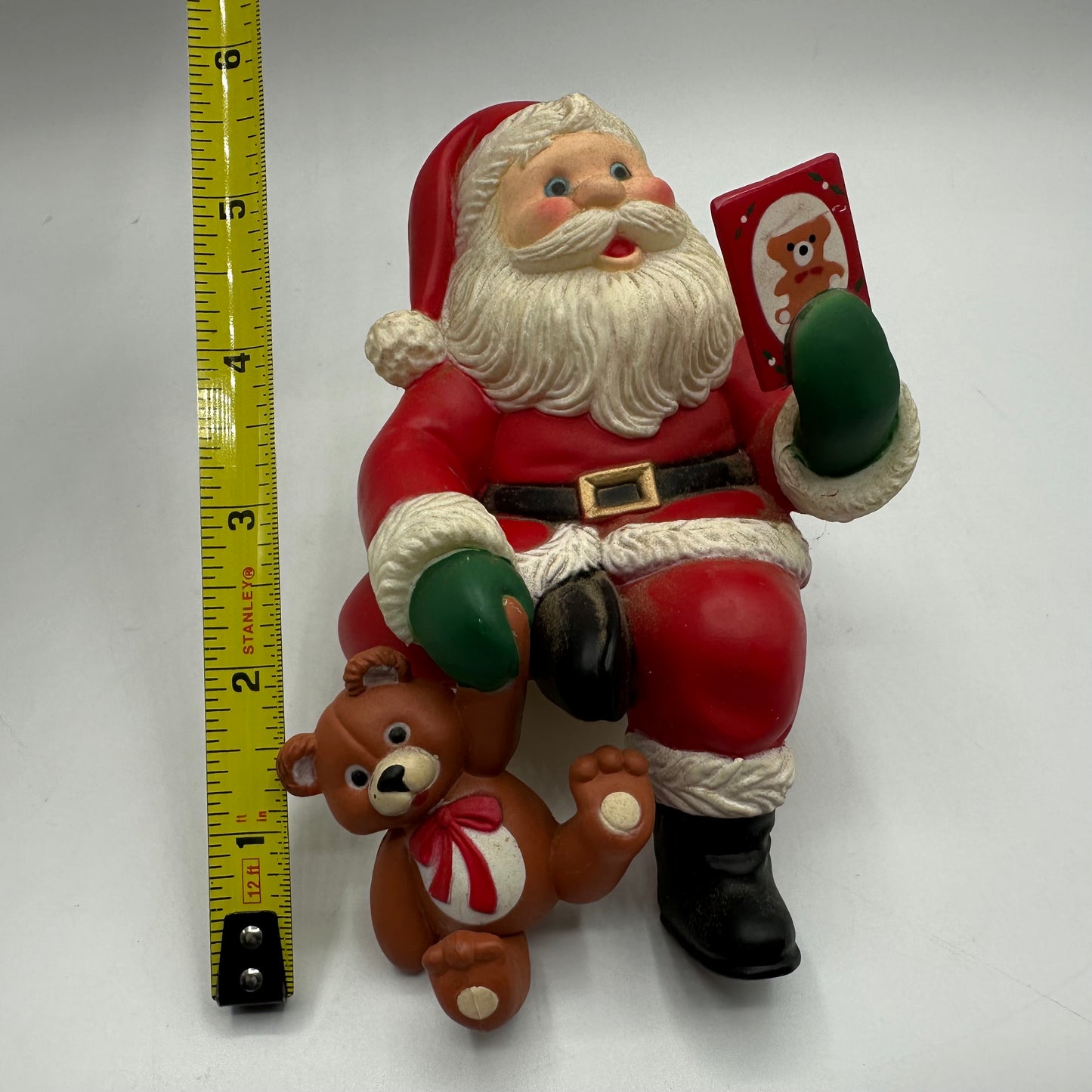 Vintage Santa Claus & Teddy Bear Christmas Stocking Hanger