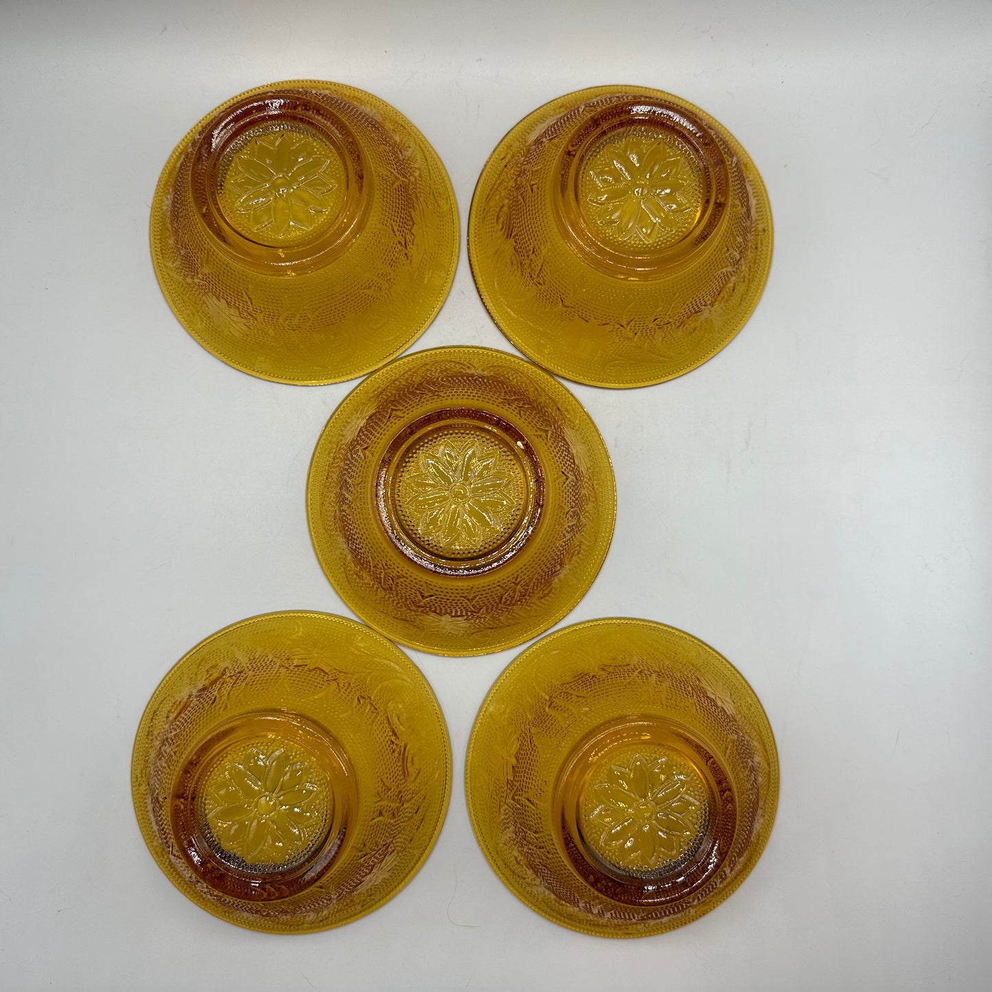 Tiara Sandwich Amber Bowls, 5 1/2", Set of 5