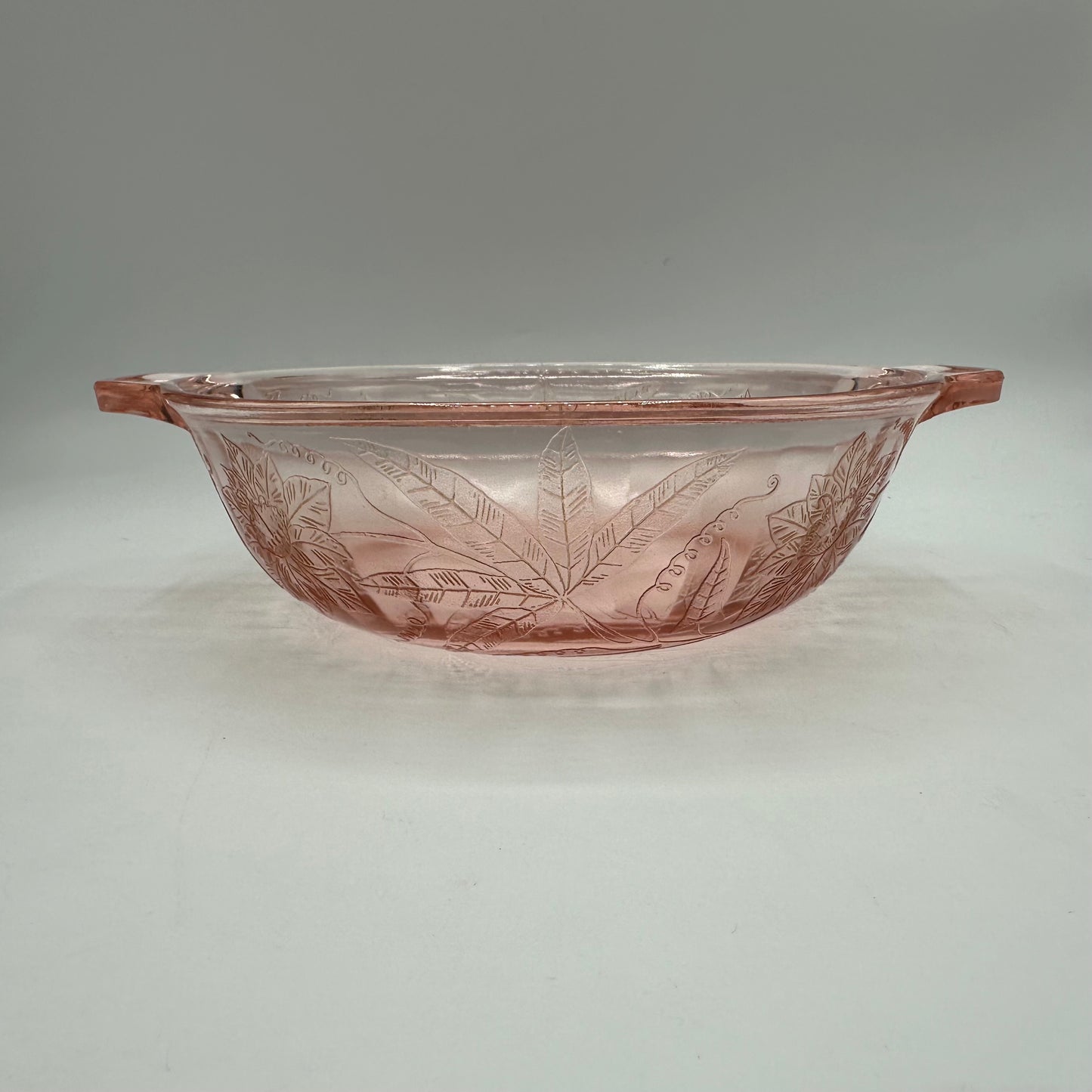 Jeannette Floral Poinsettia Pink Handled Vegetable Bowl, No Lid