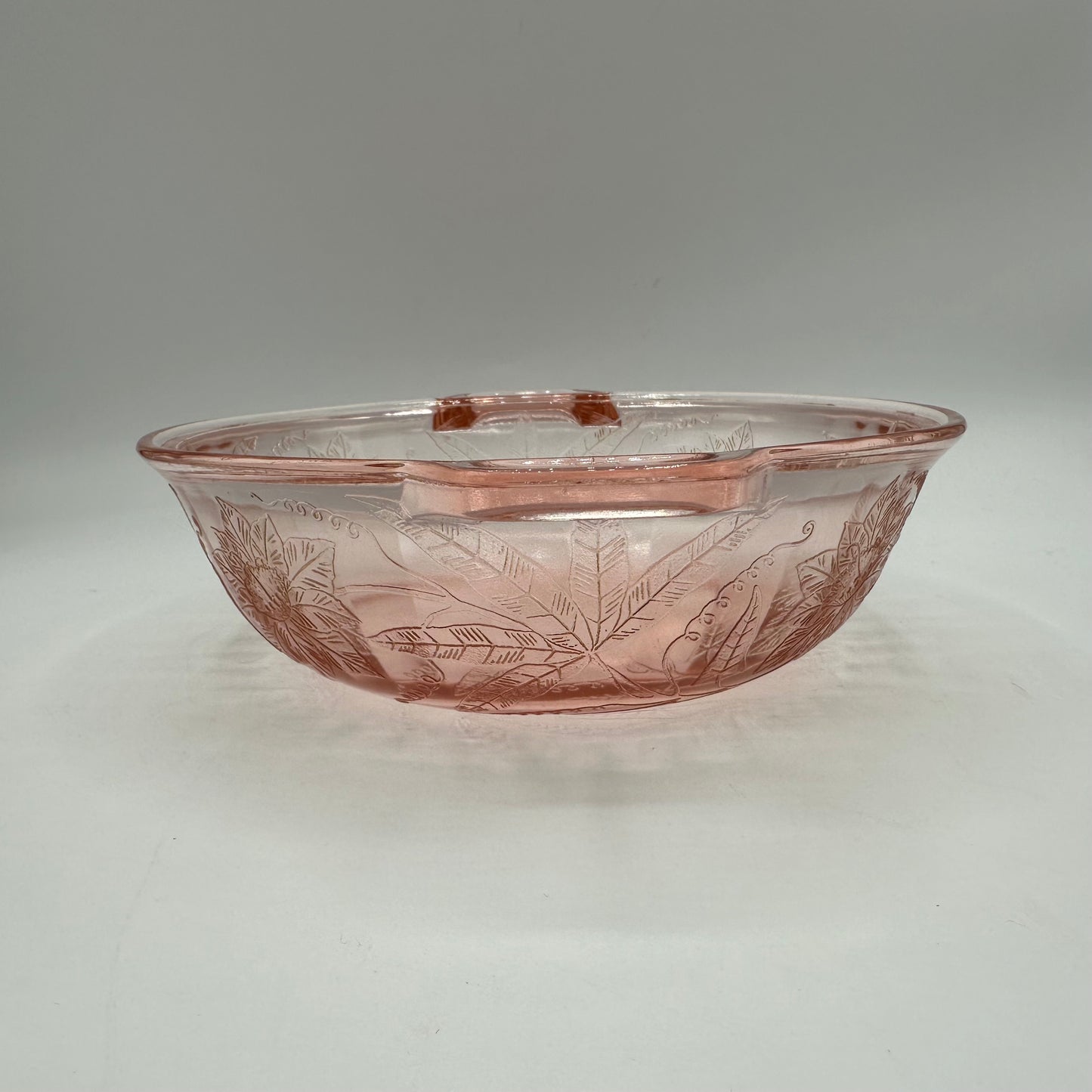 Jeannette Floral Poinsettia Pink Handled Vegetable Bowl, No Lid