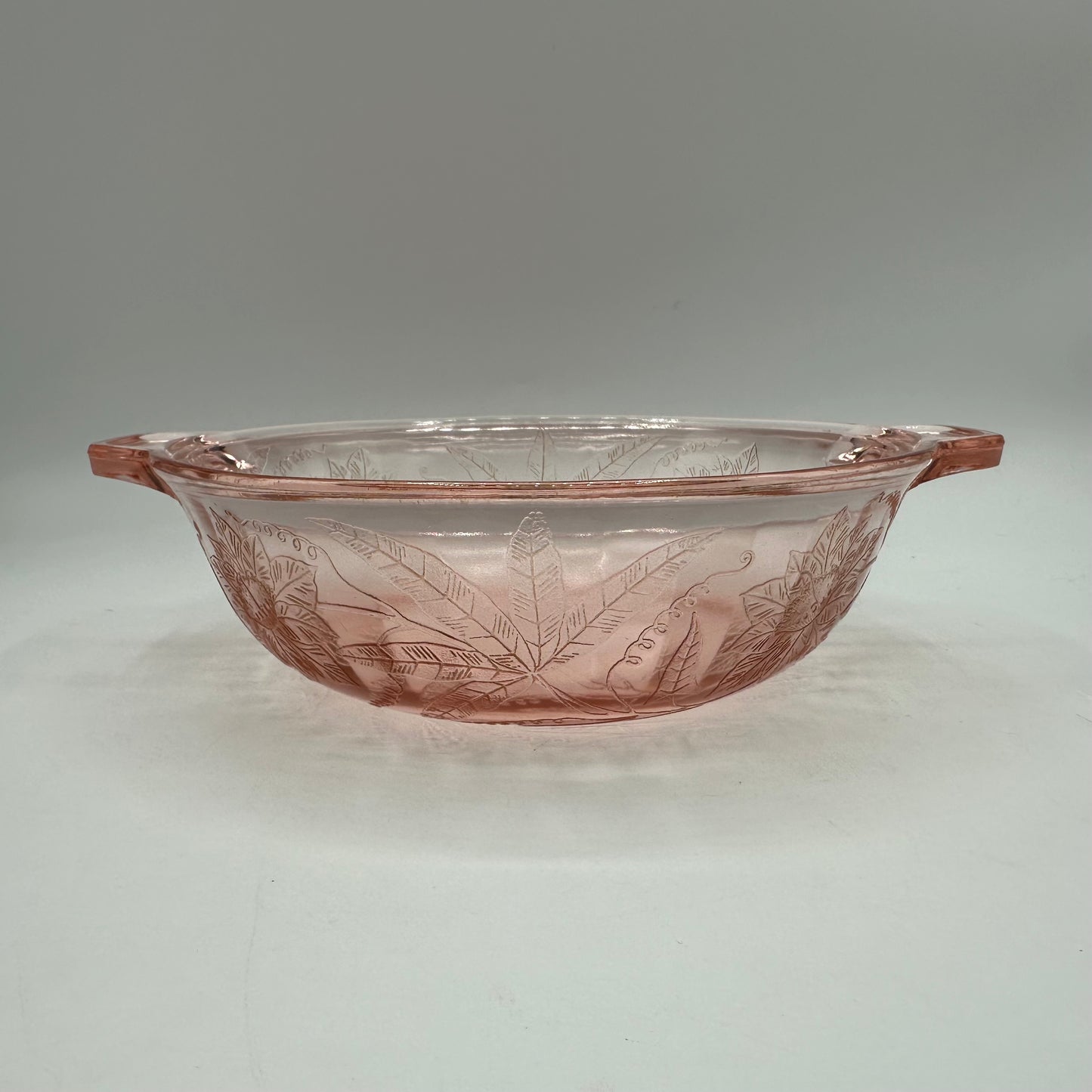 Jeannette Floral Poinsettia Pink Handled Vegetable Bowl, No Lid