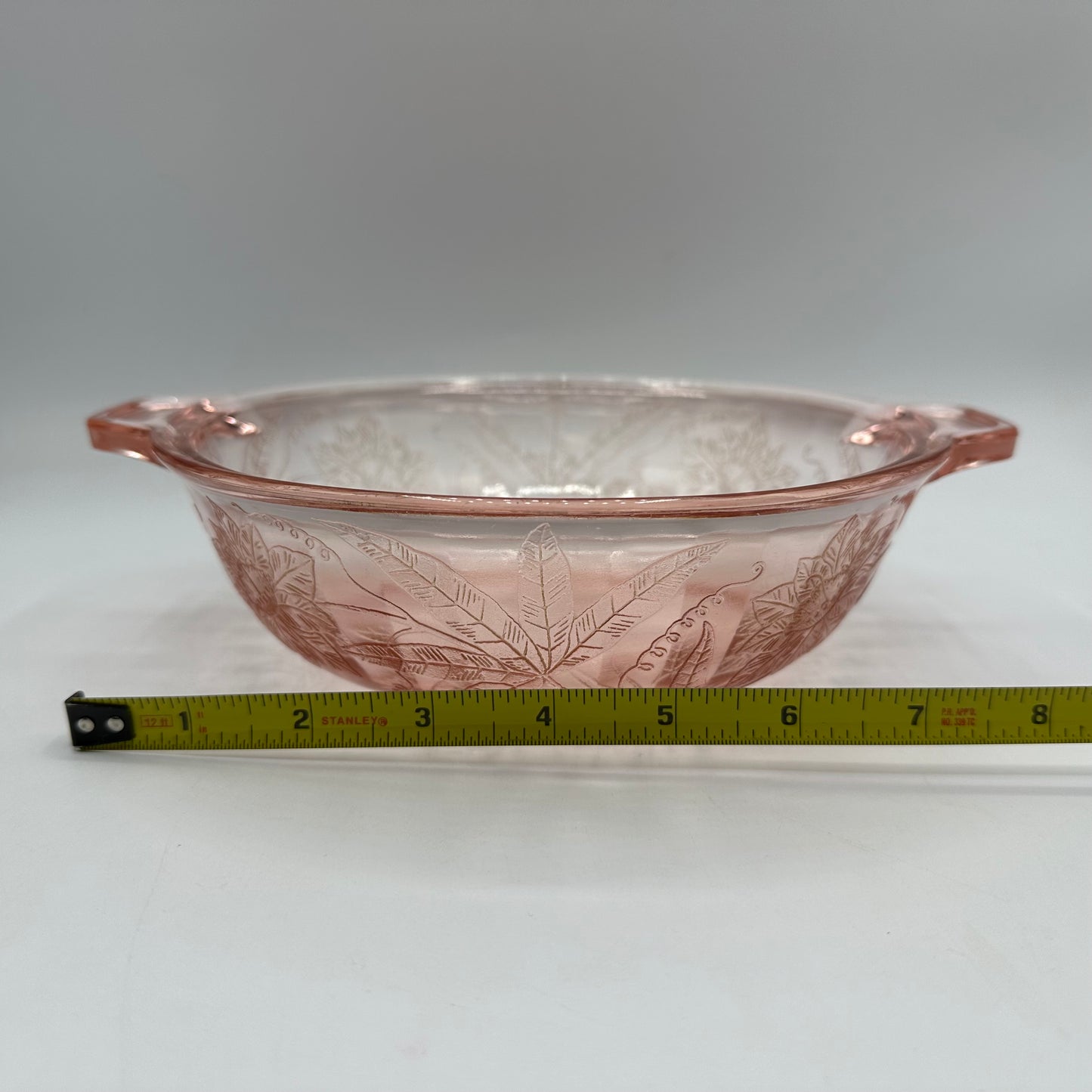 Jeannette Floral Poinsettia Pink Handled Vegetable Bowl, No Lid